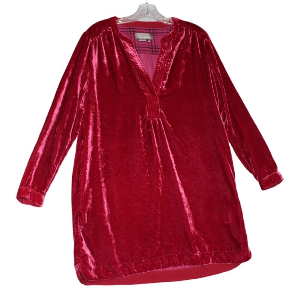 Anthropologie Melody Velvet Tunic Dress Pockets Fuchsia Size‎ XS ** flaw see pic